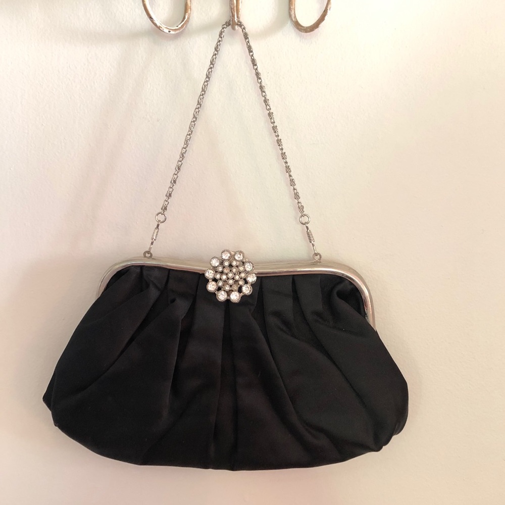 Black rhinestone closure clutch
